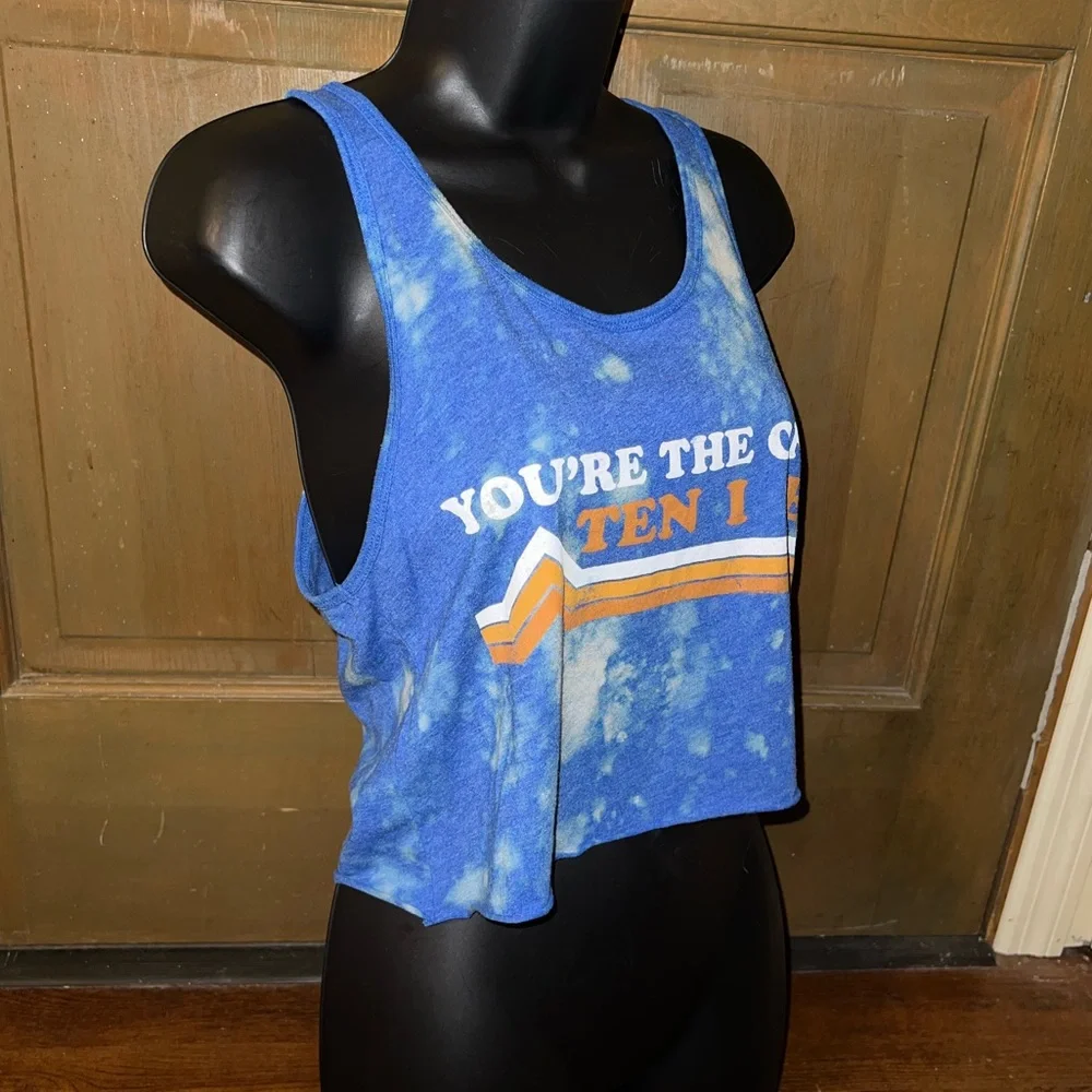 “You’re The Only Ten I See” Tennessee Graphic Blue Tie-Dye Crop Tank Top Size S - Picture 3 of 8